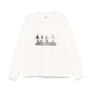 Bode Crewneck Finish Line Sweatshirt Beige, Herr