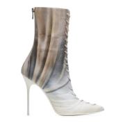 Balmain Uria ankelboots i skulpturtryck läder Gray, Dam