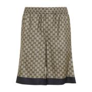 Gucci Blå Beige Silkes Shorts Beige, Herr