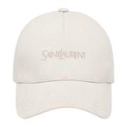 Saint Laurent Vit Baseballkeps Broderad Logotyp White, Dam