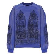 Who Decides War Blå Broderad Crewneck Sweatshirt Blue, Herr