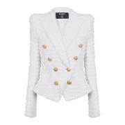 Balmain Slim-fit tweedjacka White, Dam