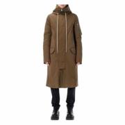 Rick Owens Quiltad trenchcoat med huva Brown, Herr