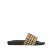 Burberry Grå Öppen Tå Slip-On Sandaler Multicolor, Herr