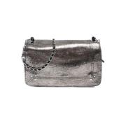 Jérôme Dreyfuss Lamé Champagne Läder Crossbody Väska Black, Dam