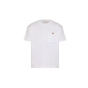 Valentino Metalliskt V Element Bomull T-shirt White, Herr