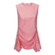 Cecilie Bahnsen Taffeta Crew Neck Zip Top Pink, Dam