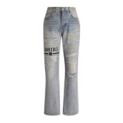 Amiri Distressed Straight-Leg Jeans Gray, Herr