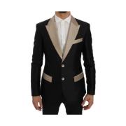 Dolce & Gabbana Silkeslen Slim Fit Blazerjacka Black, Herr