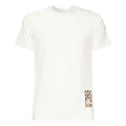 Burberry Vit T-shirt med Check Design White, Herr