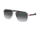 Prada Solglasögon Linea Rossa Polariserad Silver Grå Gray, Unisex