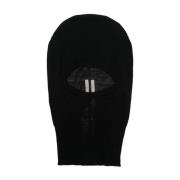 Rick Owens Svart Ull Balaclava Ribbad Botten Black, Herr