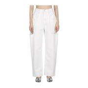 Maison Margiela Denim Distressed Byxor med Sidoutskärningar White, Dam