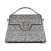 Balmain B-Buzz Dynasty väska i mocka och rhinestones Gray, Dam