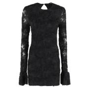 Rotate Birger Christensen Mesh Mini Blomklänning Black, Dam