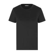 Max Mara Svart bomull T-shirt med logobroderi Black, Dam