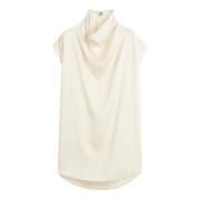 TotêMe Satin Tratt-Hals Topp White, Dam