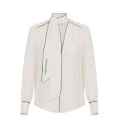 Elisabetta Franchi Georgette skjorta med logodetalj White, Dam