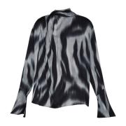 Liu Jo Zebra Print Satinblus med hög hals Multicolor, Dam