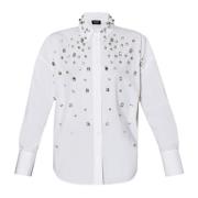 Liu Jo Bomullsskjorta med strass Vit White, Dam