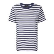 A.p.c. Randig T-shirt Brodee Raye Blue, Dam