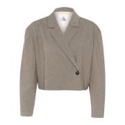 Karen by Simonsen Asymmetrisk Knapp Blazer Valnöt Melange Gray, Dam