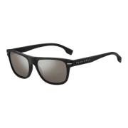 Hugo Boss Matte Black Silver Sunglasses Black, Herr