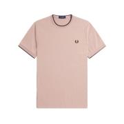 Fred Perry Rosa Kontrast Hals Tee Pink, Herr