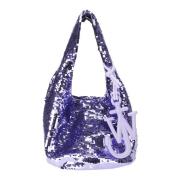 JW Anderson Paljett Shopper Väska med Logotypcharm Purple, Dam