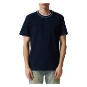 Lacoste Marin Ribbad Hals T-shirt Blue, Herr