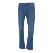 Jacob Cohën Blå Stretch Denim Jeans med Pochette Blue, Herr