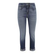 7 For All Mankind Smala Jeans med Uppvikt Mudd Blue, Dam