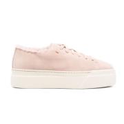 Santoni Shearlingfodrade Flatform Sneakers Pink, Dam