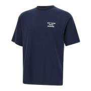 Drole de Monsieur Blå Slogan Bomull T-shirt Blue, Herr