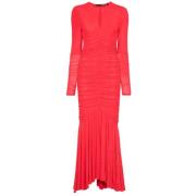 Rotate Birger Christensen Mesh Maxi Klänning i High Risk Red Red, Dam