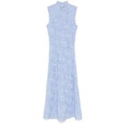 Rotate Birger Christensen Blommig Mesh Maxi Klänning Långärmad Blue, D...