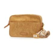 Gianni Chiarini Camel Suede Nina Clutch Väska Brown, Dam