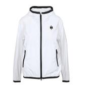 Blauer Nylon Huvtröjor med Kontrastfärgad Dragkedja White, Dam