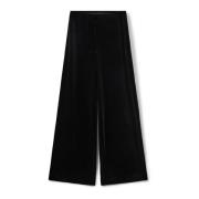 Sofie Schnoor Velour Wide Leg Byxor Svart Black, Dam