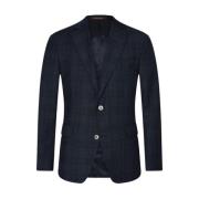 Oscar Jacobson Marinblå Rutig Blazer Regular Fit Blue, Herr