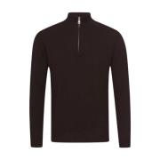 Oscar Jacobson Brun Ull-Kashmir Half Zip Tröja Brown, Herr