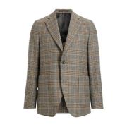 Oscar Jacobson Rutig Blazer Regular Fit Mörkgrå Beige, Herr