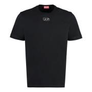 Diesel Bomull T-shirt med Ribbad Halsringning Black, Herr