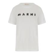 Marni Logo Bomull T-shirt Vit Portugal White, Dam