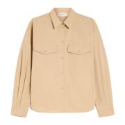 Max Mara Weekend Beige Bomullspoplin Skjorta med Klassisk Krage Beige,...