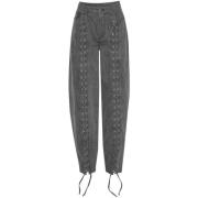 Rotate Birger Christensen Denim Lace Leg Pants i Svart Gray, Dam