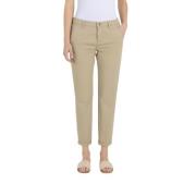 MAC Beige slim chino byxor med dubbla fållar Beige, Dam