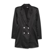 Rotate Birger Christensen Grå Pinstripe Blazer Klänning Jackor Black, ...