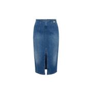 Elisabetta Franchi Denim pennkjol med slits Blue, Dam