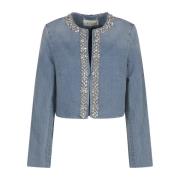 Zimmermann Dekorerad Jeansjacka Blue, Dam